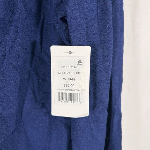 New 89th Madison Blouse Women's XL Blue V-Neck Button Up Long Sleeve Rayon - Picture 4 of 7